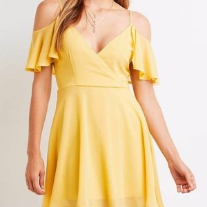 Yellow flutter sleeve dress